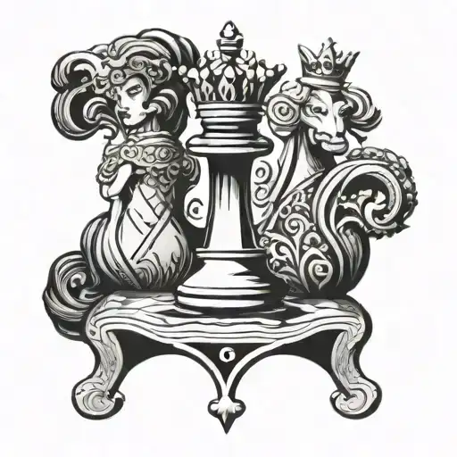 queen chess piece with letter M inside it  tattoo design idea