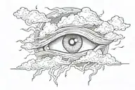 eye of the storm clouds with lightning tattoo design idea