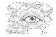eye of the storm clouds with lightning tattoo design idea