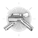 gun with hustle tattoo design idea