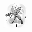 gun with hustle tattoo design idea
