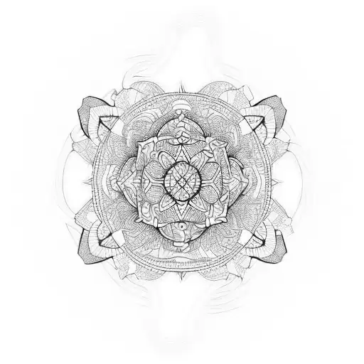 mandala, mountain, cats, misic tattoo design idea