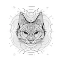 mandala, mountain, cats, misic tattoo design idea