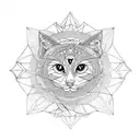 mandala, mountain, cats, misic tattoo design idea