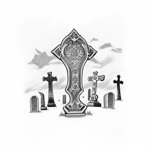 cemetery small tattoo design idea