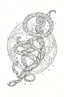 Aquarius zodiac sign constellation intertwined tattoo design idea