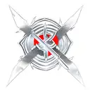 A katana blade wrapped in lightning with a cross hilt tattoo design idea