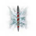 A katana blade wrapped in lightning with a cross hilt tattoo design idea