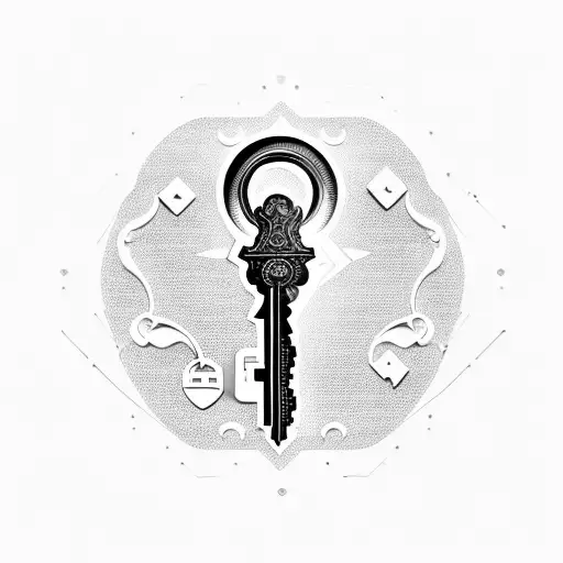 An intricate key and lock design symbolizing the key to success in business and the key to heaven tattoo design idea