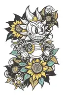 cuphead sunflower boss  tattoo design idea