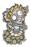 cuphead sunflower boss  tattoo design idea