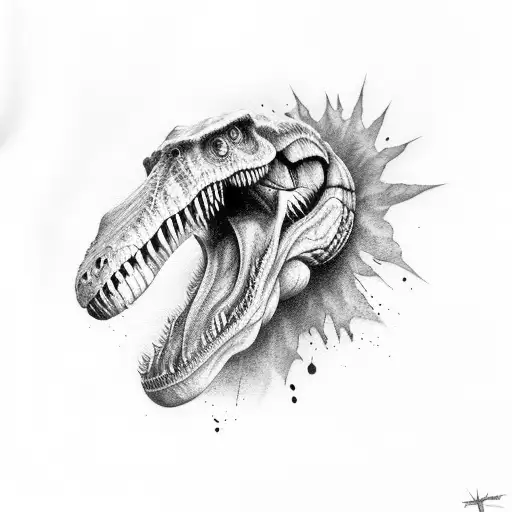 T-Rex skull tattoo design idea