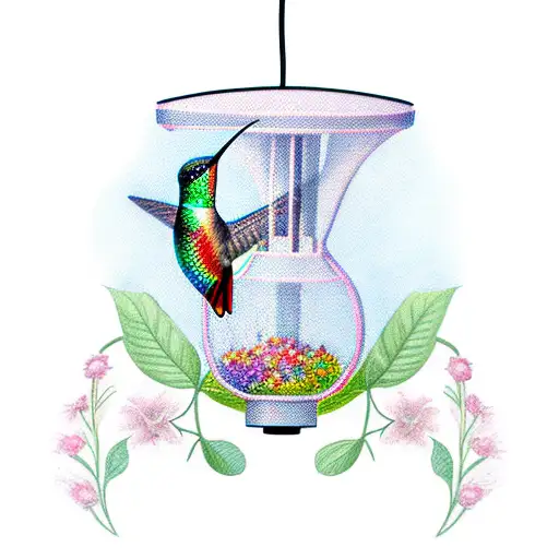 Hummingbird feeder tattoo design idea