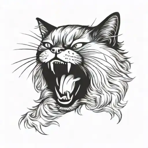 persian cat yawning tattoo design idea