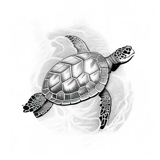 Turtle Sea sun tattoo design idea