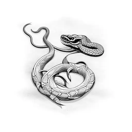 Snake and sword tattoo design idea