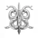 Snake and sword tattoo design idea