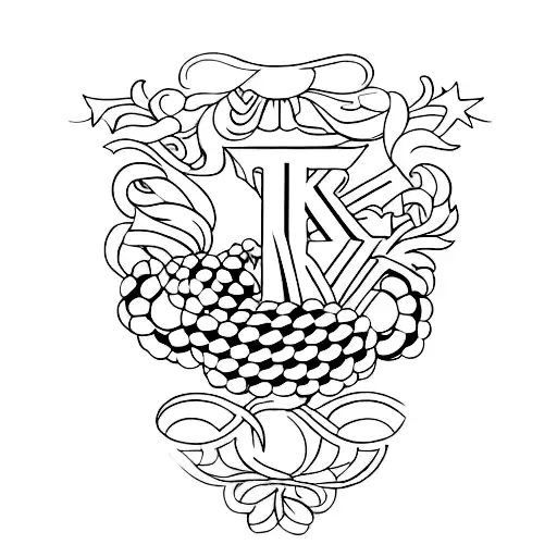 a capital letter H inside a simple wreath crest tattoo design idea
