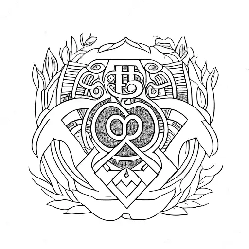 a capital letter H inside a simple symmetrical wreath crest tattoo design idea