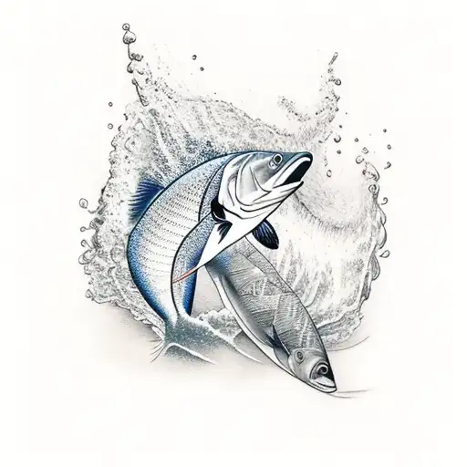 surf com peixe tattoo design idea