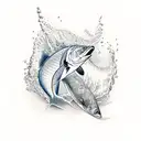 surf com peixe tattoo design idea