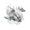 surf com peixe tattoo design idea