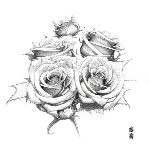4 Dragons hidden in a vine of roses tattoo design idea