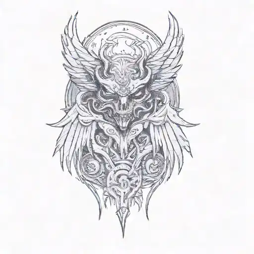 a demon with wings tattoo design idea
