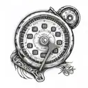 A speedometer eye leading into a detailed sports car design on your forearm tattoo design idea