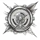 A speedometer eye leading into a detailed sports car design on your forearm tattoo design idea