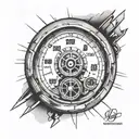 A speedometer eye leading into a detailed sports car design on your forearm tattoo design idea