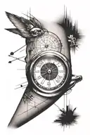 An eye designed as a speedometer leading into a detailed sports car on your forearm tattoo design idea