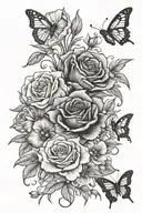 rose, gladiolus,poppy, honeysuckle, butterfly made tattoo design idea