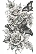 rose, gladiolus,poppy, honeysuckle, butterfly made tattoo design idea