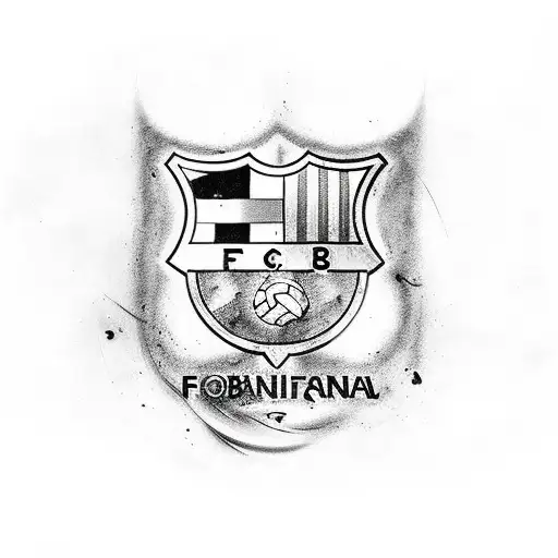 A tattoo featuring the iconic FC Barcelona logo combined with elements of formula 1, symbolizing the client's passion for both sports tattoo design idea
