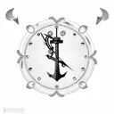 fishes, clock, anchor, numbers 111, tree, dice tattoo design idea