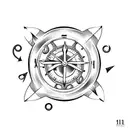 fishes, clock, anchor, numbers 111, tree, dice tattoo design idea