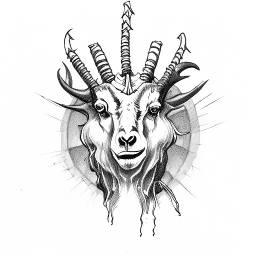 undead goat on fire tattoo design idea
