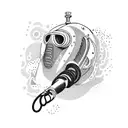 A diving helmet with intricate ocean scenes inside tattoo design idea