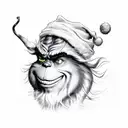 A stylish portrait of the Grinch, with a smoke cloud forming his mischievous grin tattoo design idea
