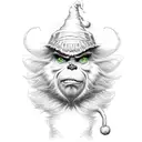 A stylish portrait of the Grinch, with a smoke cloud forming his mischievous grin tattoo design idea