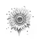 sunflower with tiara, stars and domino stone tattoo design idea