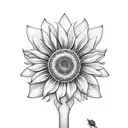 sunflower with tiara, stars and domino stone tattoo design idea