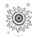 sunflower with tiara, stars and domino stone tattoo design idea