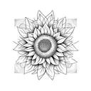 sunflower with tiara, stars and domino stone tattoo design idea