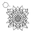 sunflower with tiara, stars and domino stone tattoo design idea