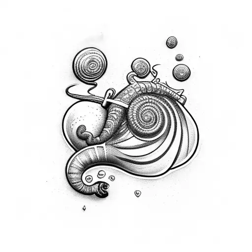 key with snail tattoo design idea