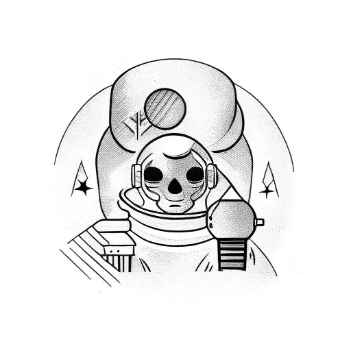 barber, astronaut tattoo design idea
