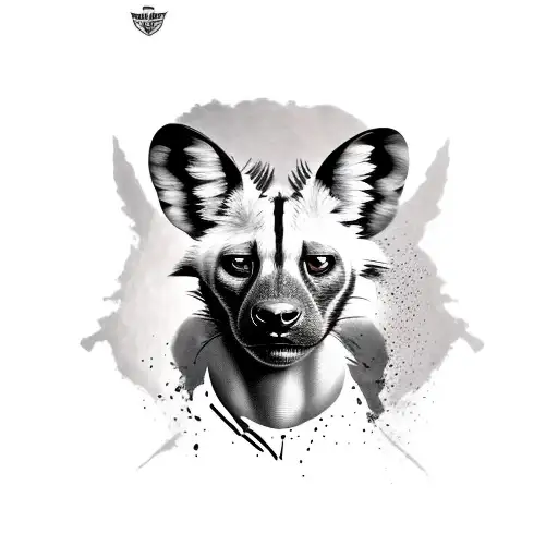 african wild dog head, safari silhouette  tattoo design idea