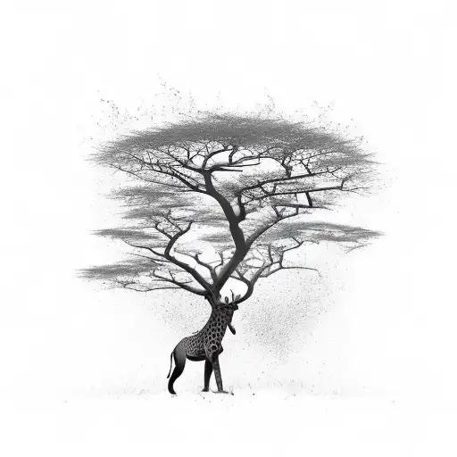 african wild dig head with safari tree tattoo design idea
